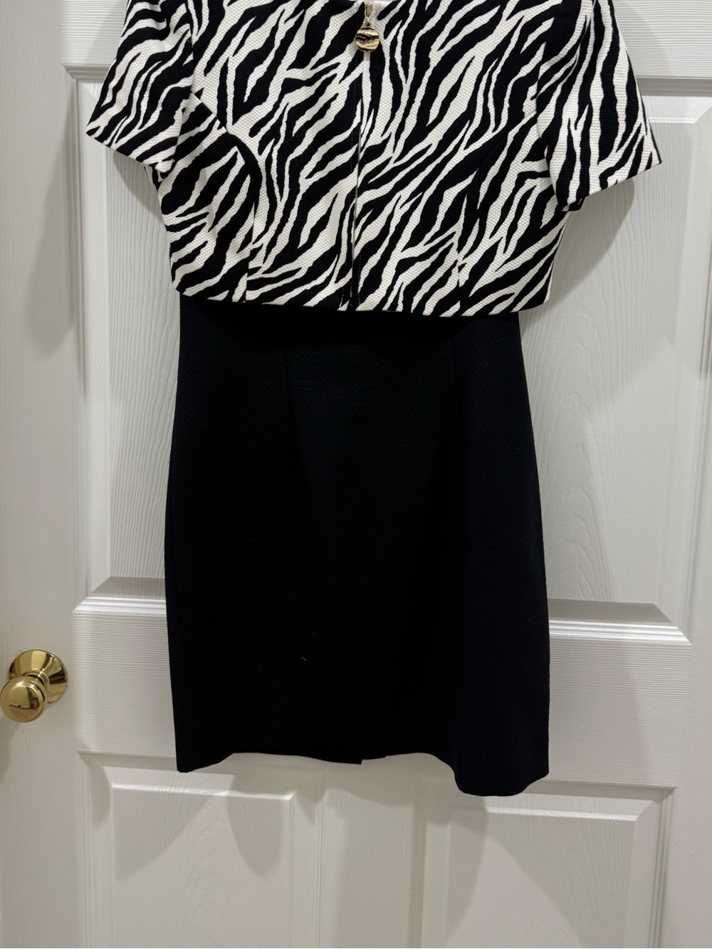 Laura Madrigano  Zebra Print Black Dress with Short Jacket